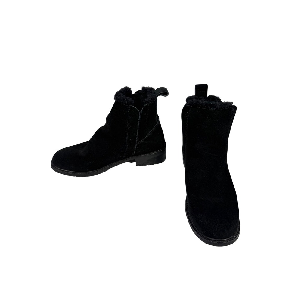 EMU Australia Pinaroo Boots W9 M8 Black Suede Shearling Waterproof Chelsea